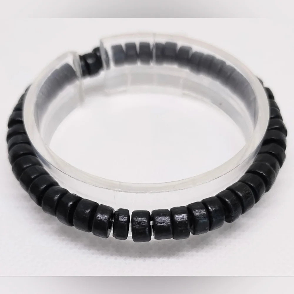 Men's‎ Bracelet Beaded Beads Black New f84